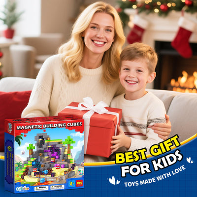 Coodoo Magnetische Bausteine - Baue Mine Magnet Welt für Kinder 4-8, Magnetische Fliesen Outdoor STEM Konstruktionsbausteine Sensorische Spielzeug für Jungen und Mädchen ab 3 Jahren Kinderspielzeug