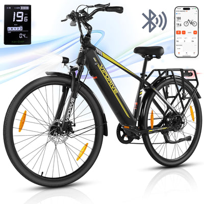 Vipdrive E Bike 28 Zoll, E-Bike Damen Herren, Electric Bike mit 48V 15Ah Batterie, 3 PAS & Tempomat Modus, 7-Gang mit LCD-Display, 250W Motor & 85NM, up to 100km(Navigator 1.1 Black)