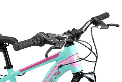 BIKESTAR Kinder Fahrrad Aluminium Mountainbike 7 Gang Shimano, Scheibenbremse ab 6 Jahre | 20 Zoll Kinderrad MTB | Mint Pink