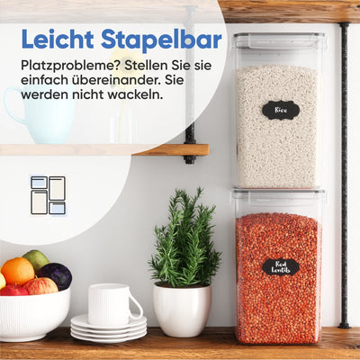 Chef’s Path 6,5L Groß Vorratsdosen Mit Deckel, BPA Frei Luftdichte Aufbewahrungsbox Küche, Fur Müsli Spaghetti Zucker Mehl Aufbewahrung, 2er Behälter, Kreidemarker und Etiketten