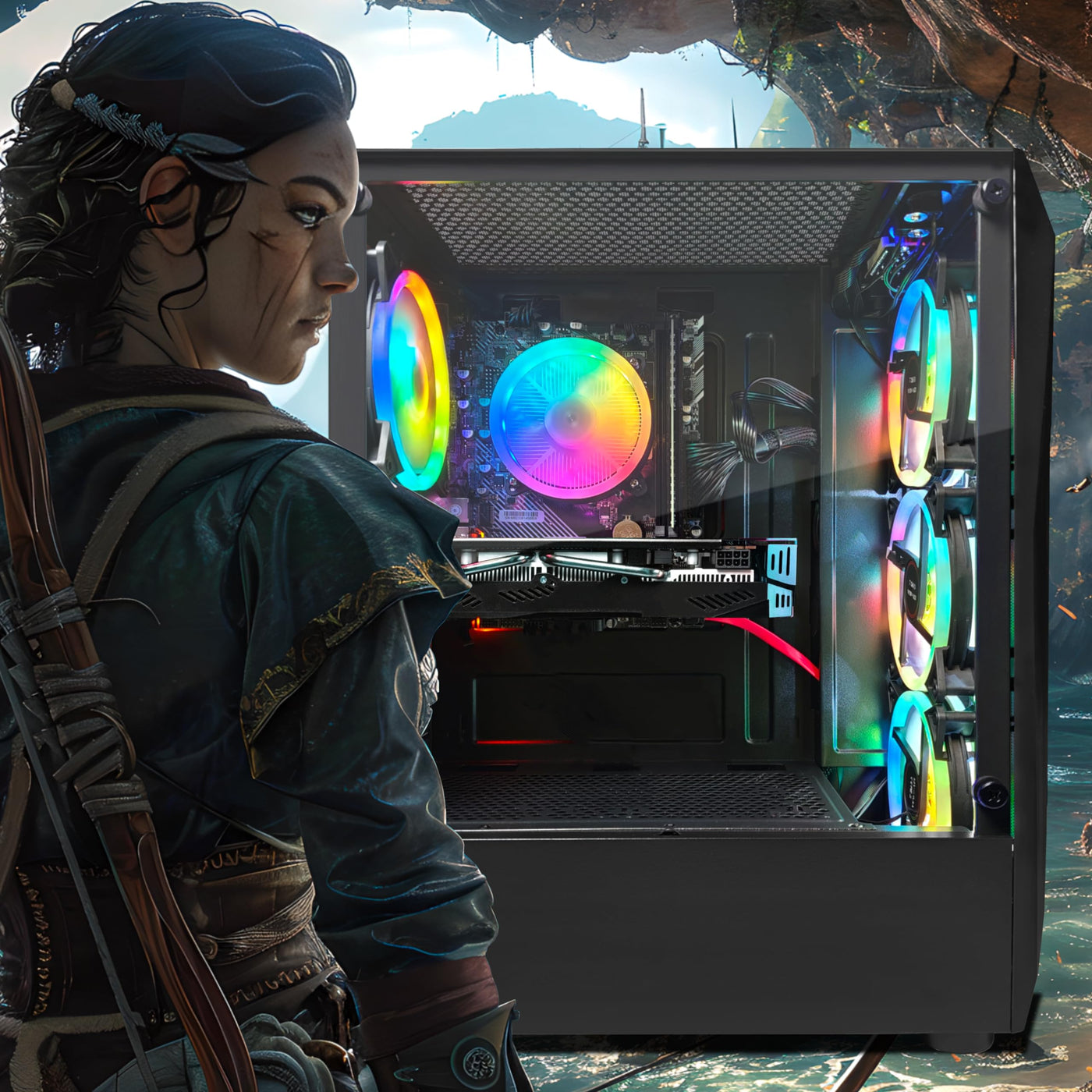STGsivir Gaming PC, Radeon RX 580 16 GB, Core i5-9400F bis zu 4.1 GHz, 16 GB DDR4 RAM, 512 GB SSD, 600M WiFi, BT 5.0, RGB Fanx4, W11H64, Gamer PC Computer Desktop Rechner