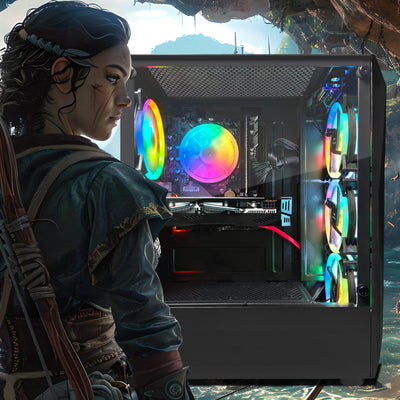 STGsivir Gaming PC, Radeon RX 580 16 GB, Core i5-9400F bis zu 4.1 GHz, 16 GB DDR4 RAM, 512 GB SSD, 600M WiFi, BT 5.0, RGB Fanx4, W11H64, Gamer PC Computer Desktop Rechner