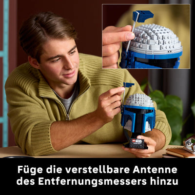 LEGO Star Wars 75408 Jango Fett Helm - Mandalorian Bauset für Erwachsene - Modell mit Ständer, Namensschild und Verstellbarer Antenne - Geschenk für Fans von Angriff der Klonkrieger