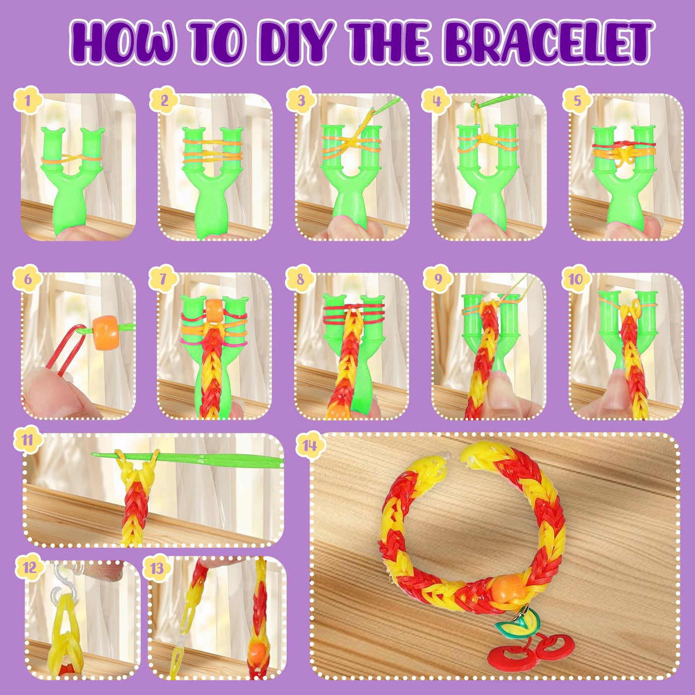 2500+ Bänder Set, 40 Fächer Loops Gummis für DIY Armbänder, Loop Armbänder Set Kinder mit Perlen, Charms, Haken, Aufbewahrungsbox – Bastel Set Geschenk für Jungen & Mädchen, Gummi für Armbänder