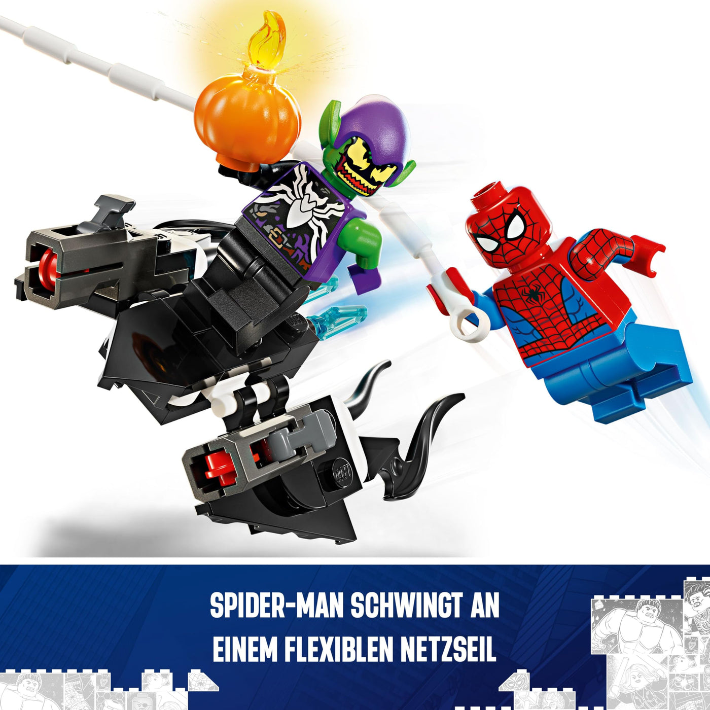 LEGO Marvel Spider-Mans Rennauto & Venom Green Goblin, Spidey-Spielzeug für Rollenspiele mit Superhelden-Figuren und baubarem Auto, Geschenk für Kinder, Jungs und Mädchen ab 7 Jahren 76279