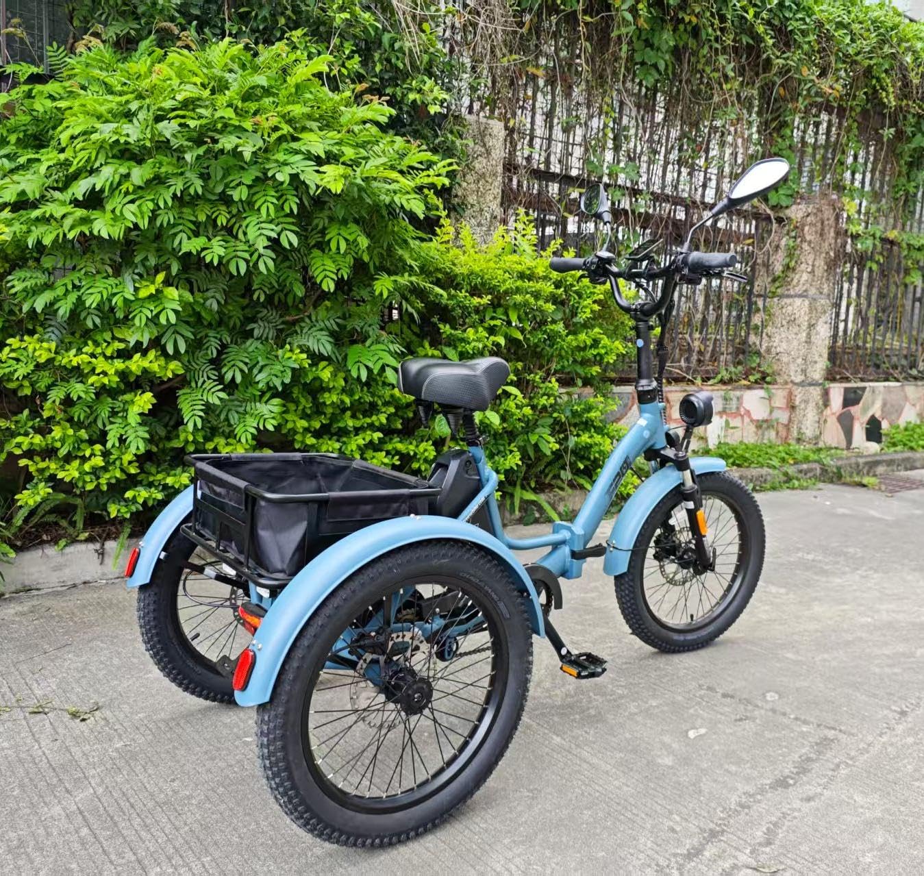 Fafrees E Bike 3 Rad, E Bike Dreirad für Erwachsene 48V 21Ah Akku, F20 Mate Ebike Klapprad fatbike Lastenfahrrad 20 * 3.0 Zoll, 65N.m Dreirad für senioren Reichweite bis zu 65-115Km, Blau