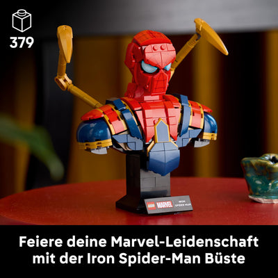 LEGO ǀ Marvel Iron Spider-Man Büste, Superhelden-Bauset zum Sammeln und Verschenken für Erwachsene, baubare Superheldenfigur, anspruchsvolles Bauprojekt für Baumeister 76326