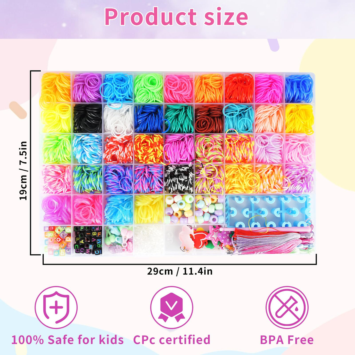 3800+ Für Loom Bänder Set, 54 Rastern Loop Armbänder Set Kinder, einschließlich Webstuhl, Häkelnadel, Anhänger, Perlen usw Für Loom Bänder Zubehör. Loops Gummis sind Kinderspielzeug und Geschenke