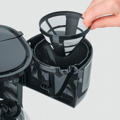 SEVERIN Kompakt Kaffeemaschine, aromatischer Kaffee mit dem Kaffeebereiter für bis zu 4 Tassen, Filterkaffeemaschine mit Permanent-Schwenkfilter, Edelstahl/schwarz, KA 4808