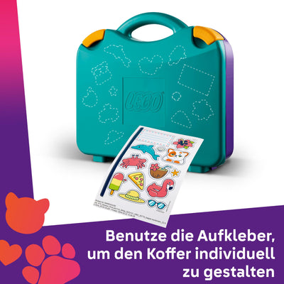 LEGO Friends Kreativer Reisekoffer, Bauspielzeug, BAU- und Spielset für Rollenspiele, Geschenk für Mädchen ab 5 Jahren, 2 Minifiguren der Charaktere, Tierfiguren, 1 Hund und 1 Delfin 42672