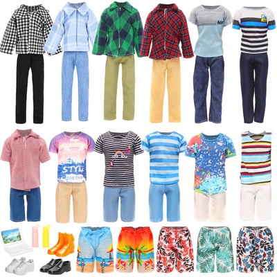 Miunana 14 Kleidung für Jungen Puppen = Anzug Freizeitbekleidung Kleidung Hosen Badehose Outfits Schuhe Laptop Zubehör für Puppen