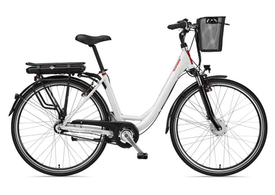 TELEFUNKEN E-Bike 28 Zoll Elektrofahrrad Alu mit 7-Gang Shimano Nabenschaltung, Pedelec Citybike mit Fahrradkorb, 250W und 13Ah, 36V Lithium-Ionen-Akku Multitalent weiß + ‎Sekura Fahrradschloss
