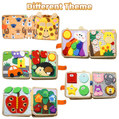 Nokwocy Busy Board ab 1 Jahr, Beschäftigungsbuch für Kleinkinder, DIY-Filz-Beschäftigungsbuch, 3D-Aktivitäten Stoff-Bilderbuch, Vorschul-Lernspielzeug, Beschäftigungsbuch mit Lebenskompetenzen(REH)