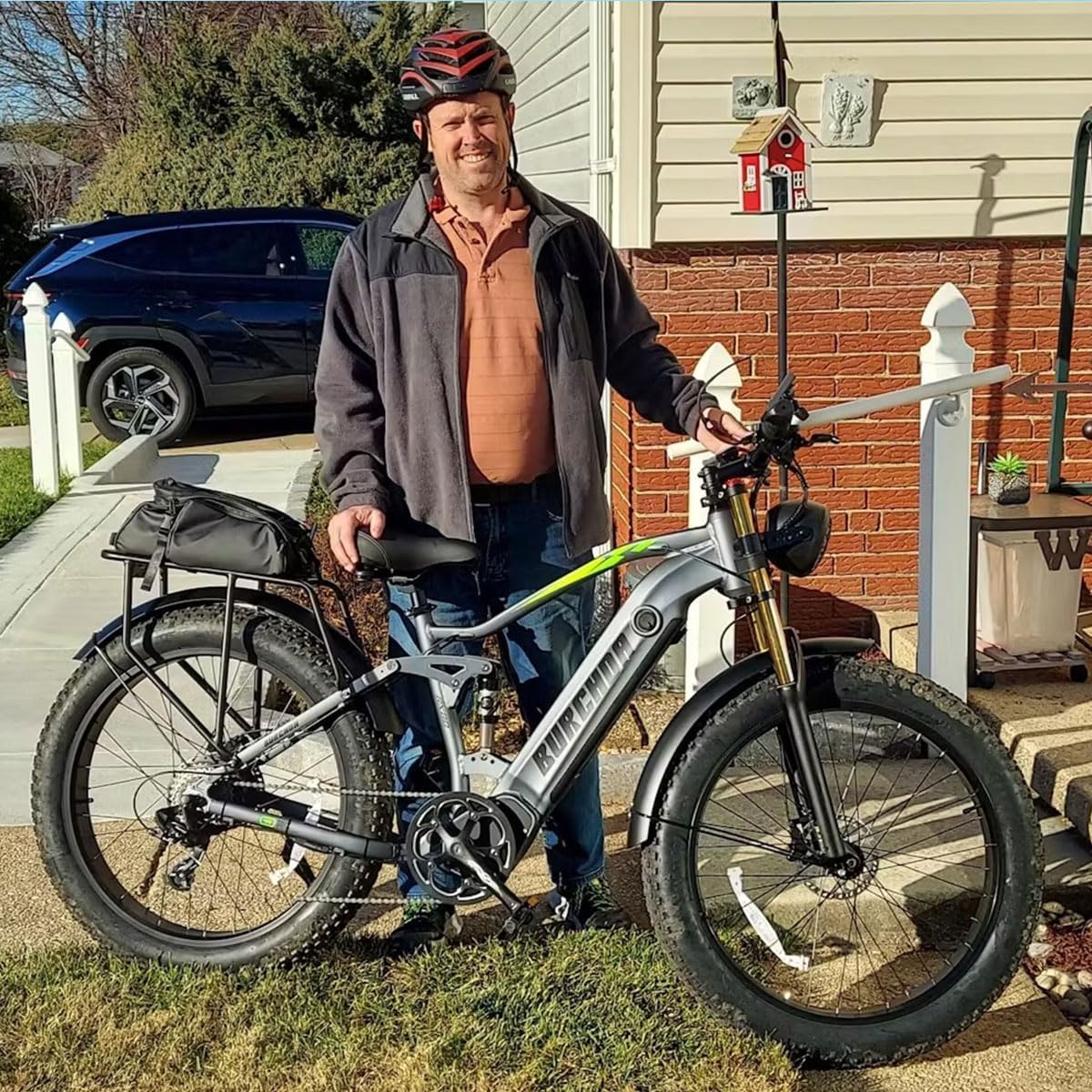 BURCHDA RX80 Elektrisches Mountainbike für Erwachsene, 26 Zoll 4.0 Fat Tire, 48V20AH Batterie 7-Gang Öl-Doppelbremse, Dual Shock Absorption Elektrofahrrad mit Unterstützung，Mit Heckklappenrahmen