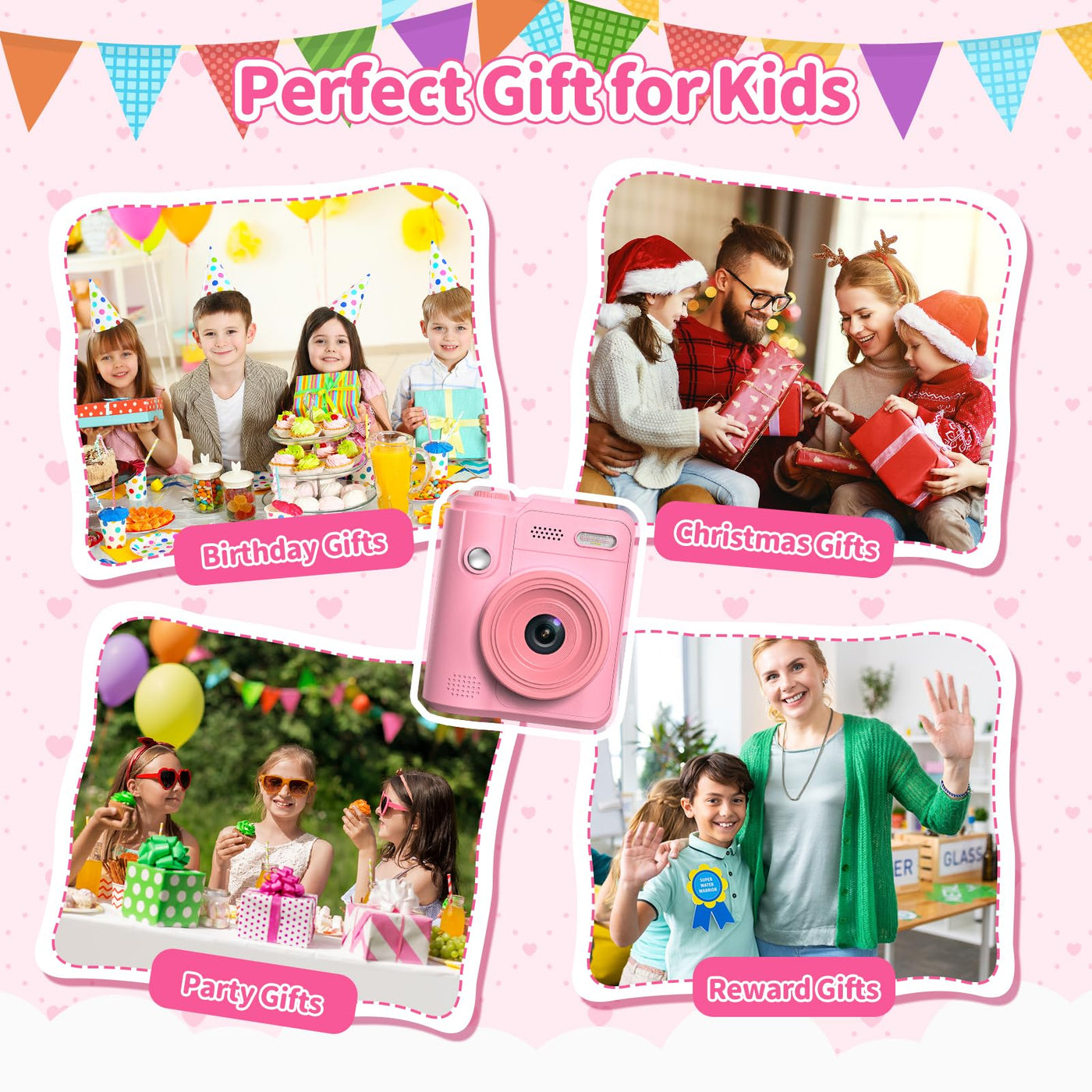 Gofunly Sofortbildkamera Kinder, 1080P HD Kinderkamera Sofortbildkamera mit 32GB Karte & DruckerPapier, Kamera Kinder Sofortdruck Kinderspielzeug Geschenke für Jungen und Mädchen 3-12 Jahre