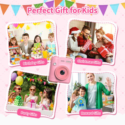 Gofunly Sofortbildkamera Kinder, 1080P HD Kinderkamera Sofortbildkamera mit 32GB Karte & DruckerPapier, Kamera Kinder Sofortdruck Kinderspielzeug Geschenke für Jungen und Mädchen 3-12 Jahre