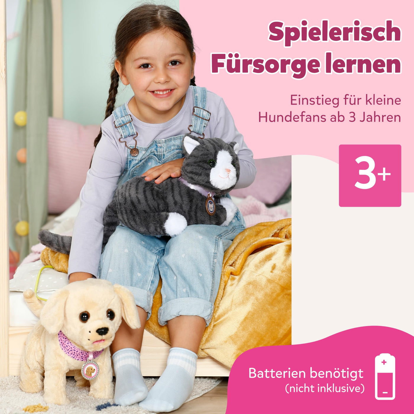 BABY born Mein Hund Lucky mit 5 verschiedenen Funktionen, für Kinder ab 3 Jahren, funktioniert mit Batterien, 835869 Zapf Creation, Rosa