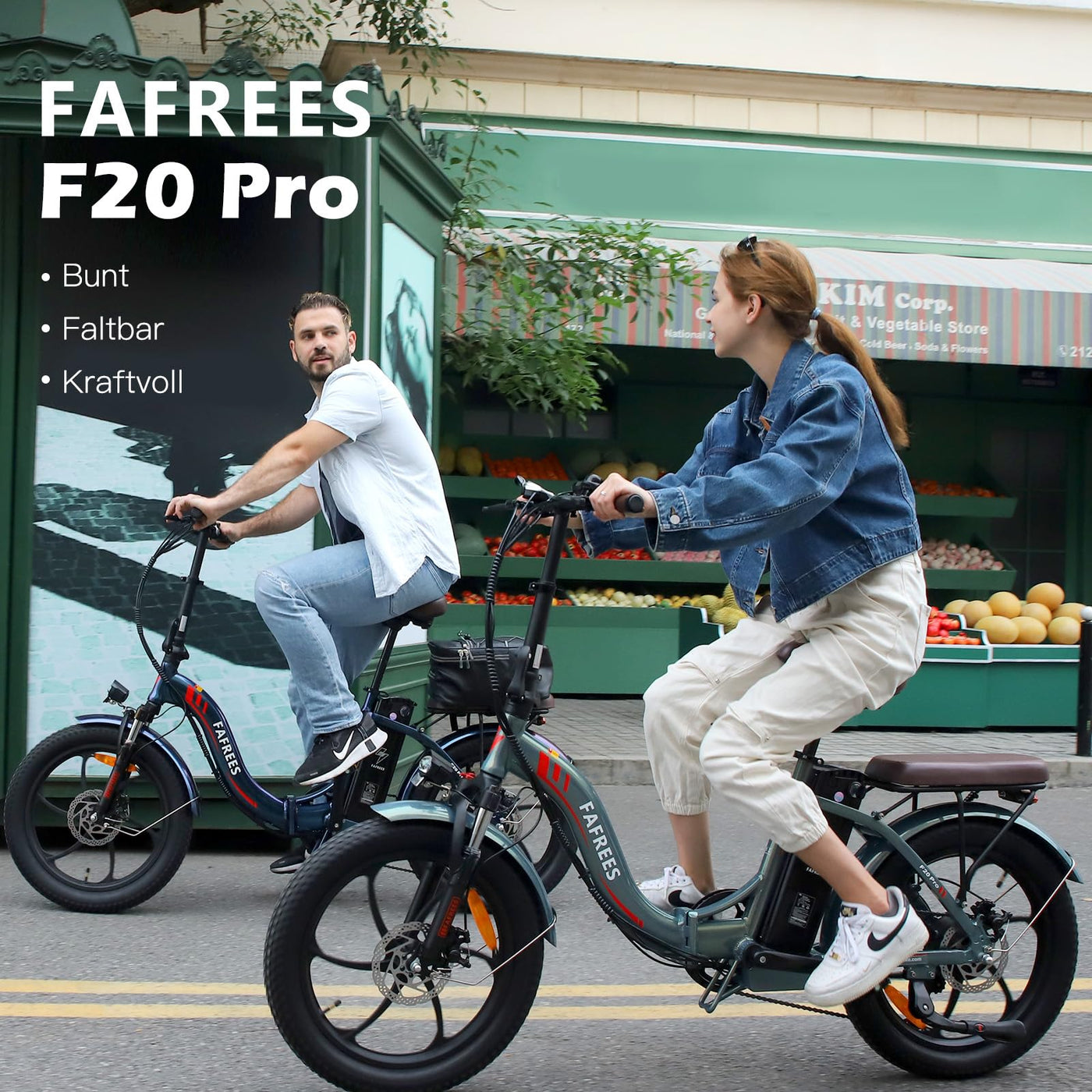 Fafrees F20 PRO E-Bike Klapprad Elektrofahrrad 20 Zoll Fatbike, 250W Motor 36V 18AH Akku, 20 * 3,0 Zoll Mountainbike Elektrofahrrad 40 Nm (Hecktasche + Autoschloss, Schwarz)