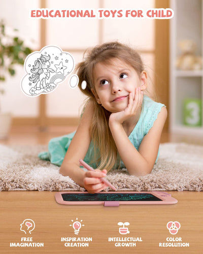10-Zoll-LCD-Schreibblock, elektronisches digitales Schreiben und Farbbildschirm-Graffiti-Brett, Geschenke für Kinder und Erwachsene 3, 4, 5, 6, 7, 8 (Rosa)