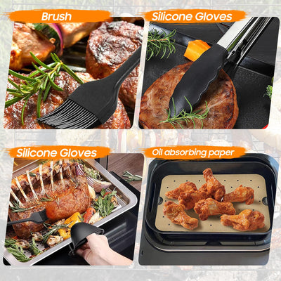 Heißluftfritteuse Zubehör | Airfryer Zubehör für Ninja Dual AF400EU & AF300EU & Tower T17088 | für Ninja Airfryer Zubehör | Air Fryer Accessories | Kompatibel für Ofen, Mikrowelle