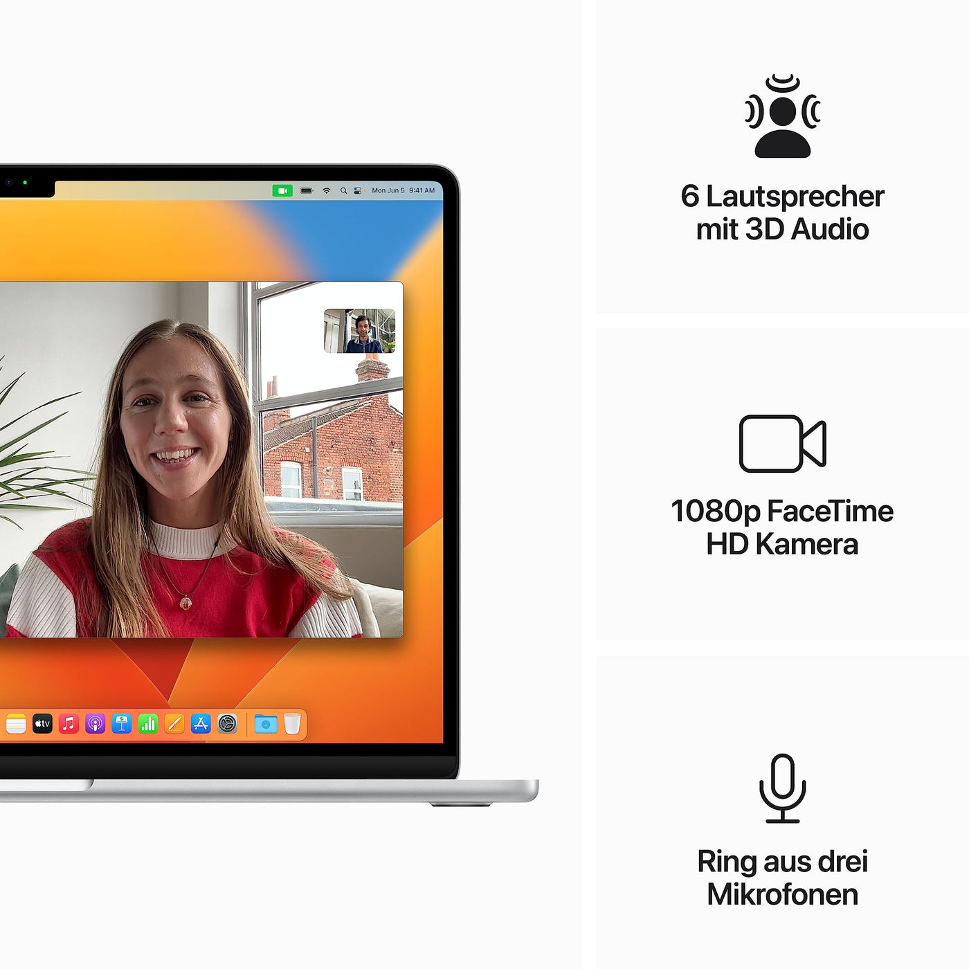 Apple 2023 MacBook Air Laptop mit M2 Chip: 15,3" Liquid Retina Display, 8GB RAM, 512 GB SSD Speicher, beleuchtete Tastatur, 1080p FaceTime HD Kamera. Funktioniert mit iPhone/iPad, Silber