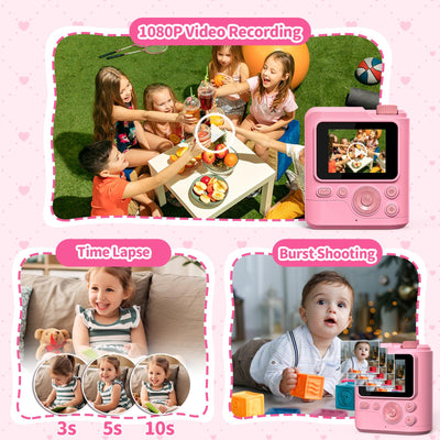 Gofunly Sofortbildkamera Kinder, 1080P HD Kinderkamera Sofortbildkamera mit 32GB Karte & DruckerPapier, Kamera Kinder Sofortdruck Kinderspielzeug Geschenke für Jungen und Mädchen 3-12 Jahre