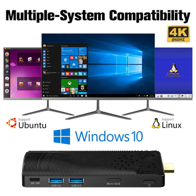 HEIGAOLAPC Mini PC Stick Win 10, Fanless Mini Computer, Pentium N4200 4GB 64GB eMMC (1.1 GHz), USB3.0 X 2, RJ45 Gigabit Ethernet 4K 60Hz, WiFi BT 5.0, HDMI 2.0 für Geschäft Zuhause Büro