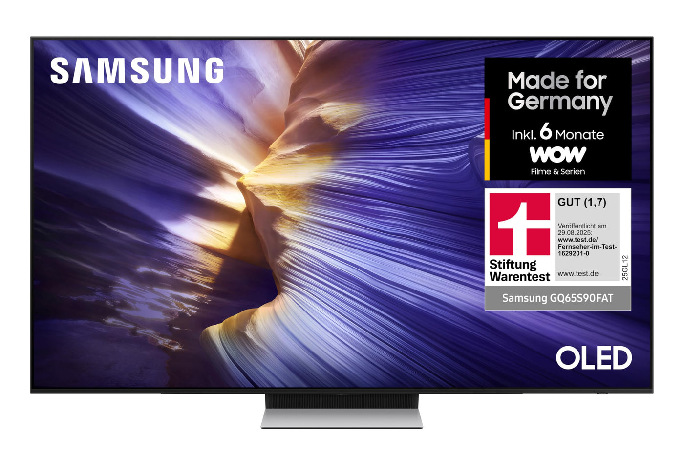 Samsung OLED 4K S90F 65 Zoll (163 cm), UHD Fernseher, NQ4 AI Gen3 Prozessor, OLED HDR+, 4K Upscaling Pro, Dolby Atmos, Gaming Hub, Motion Xcelerator 144Hz, Samsung Vision AI Smart TV