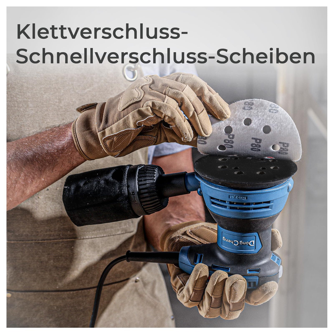 DongCheng Exzenterschleifer 300W, 125mm Schleifmaschine, 6 Geschwindigkeiten, 4,000-12,000 U/min mit Staubfangbehälter und 10 Schleifpapier, ideal für Holzbearbeitungsprojekte und Heimwerkerarbeiten