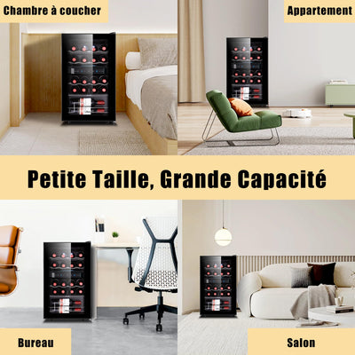 Kalamera Weinkühlschrank 2 Zonen, Touch-Bedienfeld,Schwarze Glastür, Verdeckter Griff, Flaschenkühlschrank 20 Flaschen, 68Liter, 5-18°C Kühlzone, KRC-68BFG