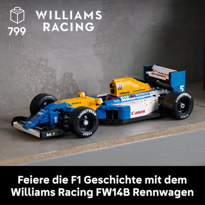 LEGO Icons Williams Racing FW14B mit Nigel Mansell - F1 Modellauto Set mit Rennfahrer Minifigur zum Sammeln - Schreibtischdeko mit Ständer - Geschenk für Erwachsene & Jugendliche Motorsportfans 10353