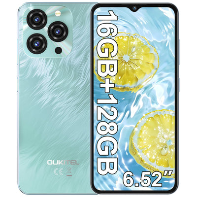 OUKITEL C3 Smartphone Ohne Vertrag - 16GB+128GB /1TB, 6.52 Zoll Handy Ohne Vertrag, 5000mAh Handy Günstig, 13MP+5MP Android 14 Smartphone, 4G Dual SIM Simlockfreie Handys/Face ID/OTG/GPS/3.5mm Jack