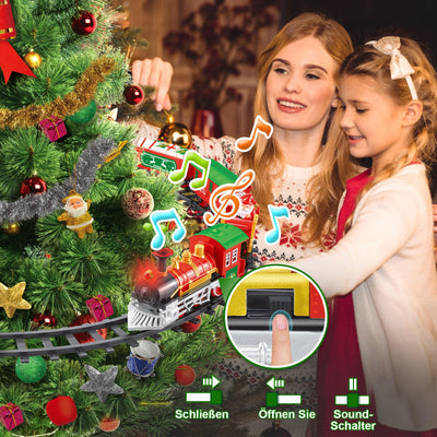 Herenear Zug für Christbaum, Eisenbahn im Weihnachtsbaum, Eisenbahn Kinder elektrisch, Electric Christmas Tree Train Spielzeug Geschenk für Kinder ab 6 7 8 10+Jahren (In den Bäumen)