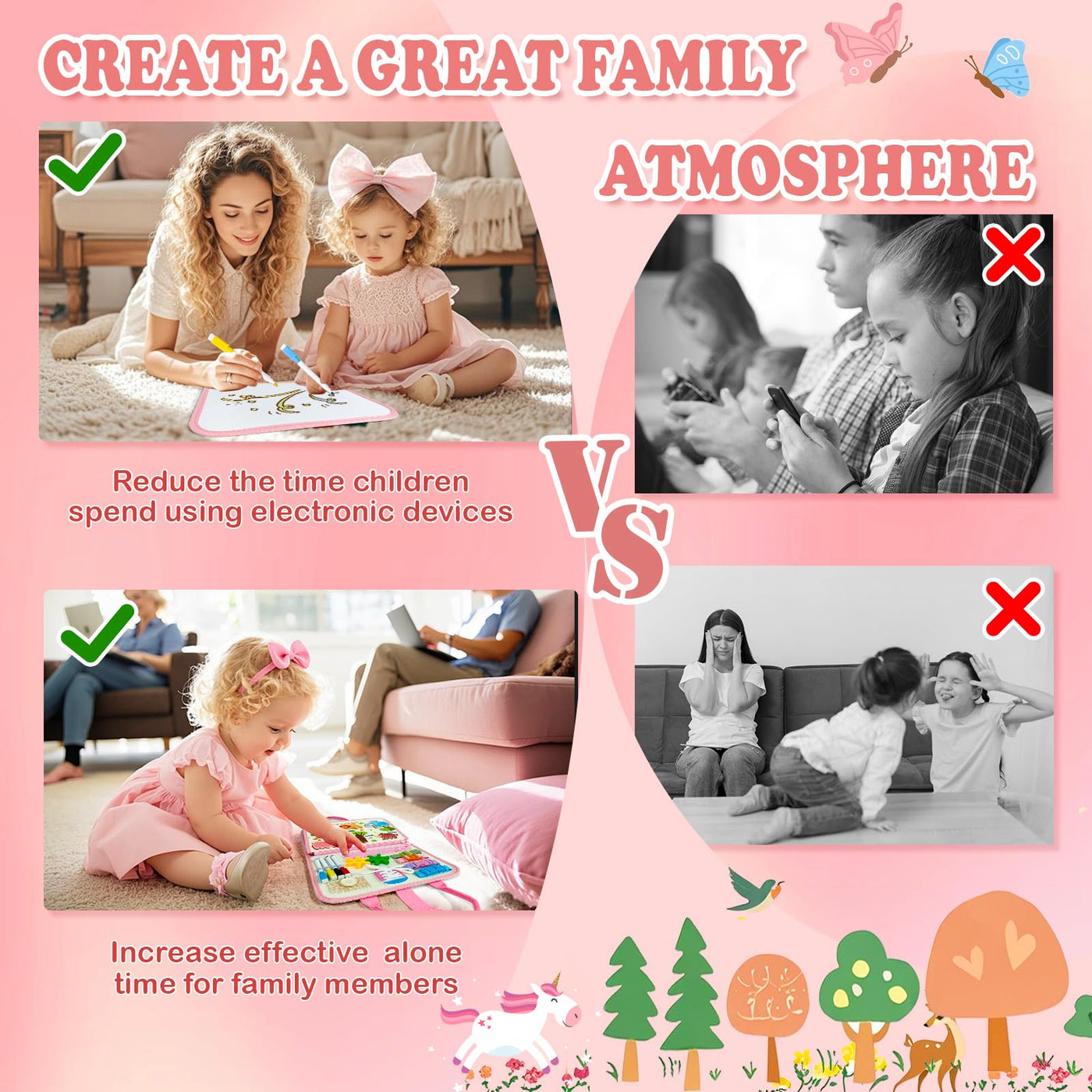 Sumtoco Busy Board, Montessori Spielzeug 2 Jahre, 9 In 1 Montessori Activity Board, Busy Board Ab 1 2 Jahr, Kinderspielzeug Ab 1 Jahr, Geschenk Für Spielzeug Ab 1 2 3 4 Mädchen, Quiet Book