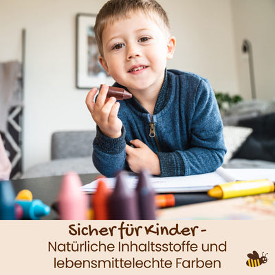 Honeysticks Wachsmalstifte (12er-Pack) - Ungiftige Babymalstifte aus Natürlichem Bienenwachs, Wachsmalstifte Ab 1 Jahr, Leicht zu Greifende Buntstifte Baby, Umweltschonend und Kleinkindfreundlich