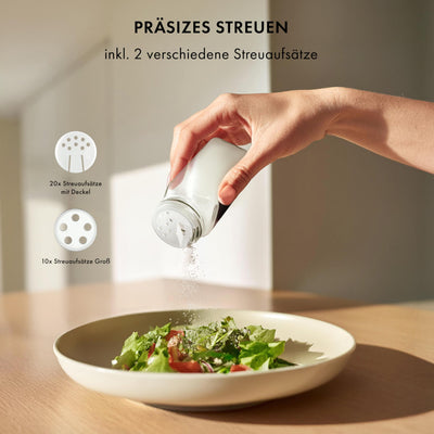 EDELHAUS Gewürzgläser Eckig Set mit Plastikdeckel (24 x 120ml) Gewürzstreuer mit Streueinsatz und 240 Etiketten Schwarz - Gewürzbehälter, Gewürzdosen, Gewürze organizer [10,7cm x 4,5cm]