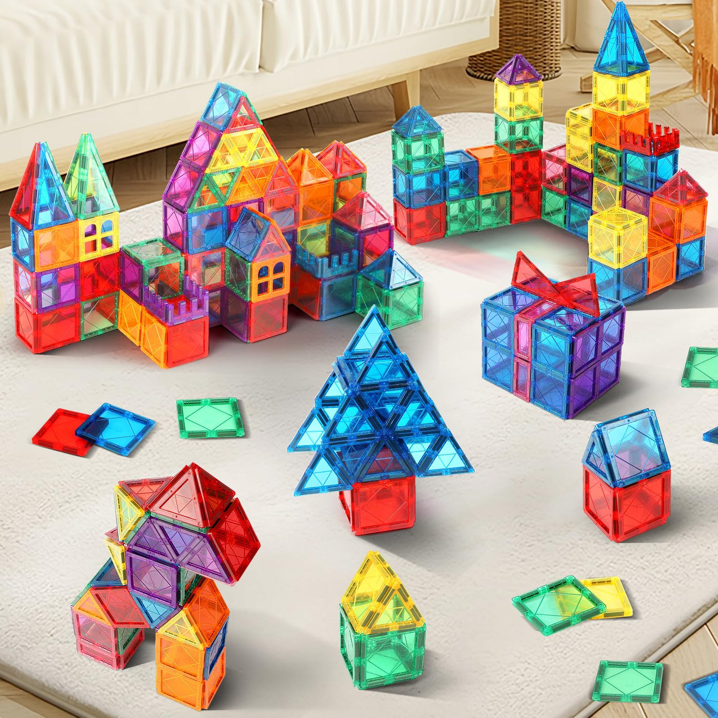 Magnetische Bausteine Kinderspielzeug 100 Teile STEM Magnetbausteine Bauspielzeug Magnet Spielzeug für Kleinkind und Kinder Montessori Lernspielzeug Geschenke für 3-8 Jungen und Mädchen