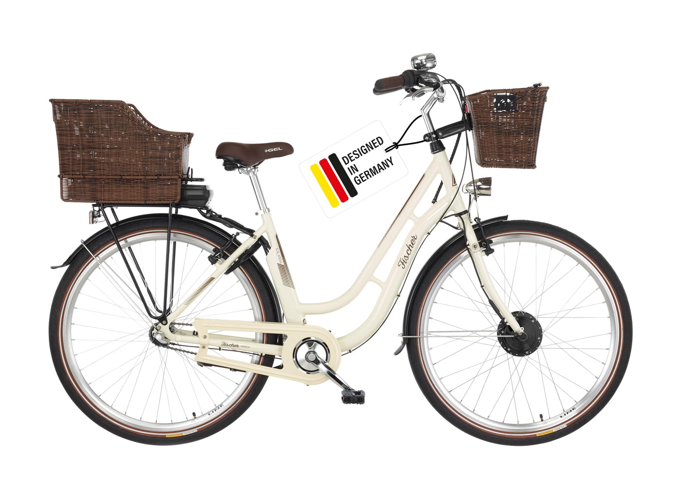 FISCHER E-Bike City CITA ER 1804, Elektrofahrrad für Damen und Herren, RH 48 cm, Frontmotor 32 Nm, 36 V Akku, elfenbein glänzend