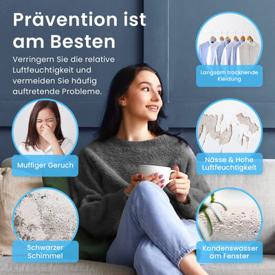 Pro Breeze Luftentfeuchter 12L in 24h Entfeuchtungsleistung - Raumgröße ca. 120m³ (~20 m²) - mit 3 Betriebsarten, Digitalanzeige, Ablaufschlauch, Timer - Gegen Feuchtigkeit, Schimmel Weiß