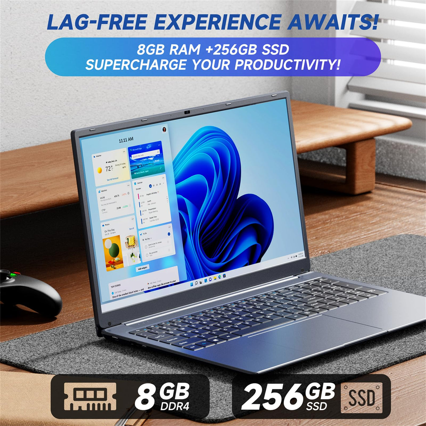 IJKKJI 17 Zoll Laptop, 8 GB RAM 256 GB SSD Laptop mit Celeron Quad Core N5095 (bis zu 2,9 GHz), deutsche Tastatur, IPS FHD-Display, Webcam, Dual-WLAN, Bluetooth 4.2, HDMI, USB 3.0, Typ-C