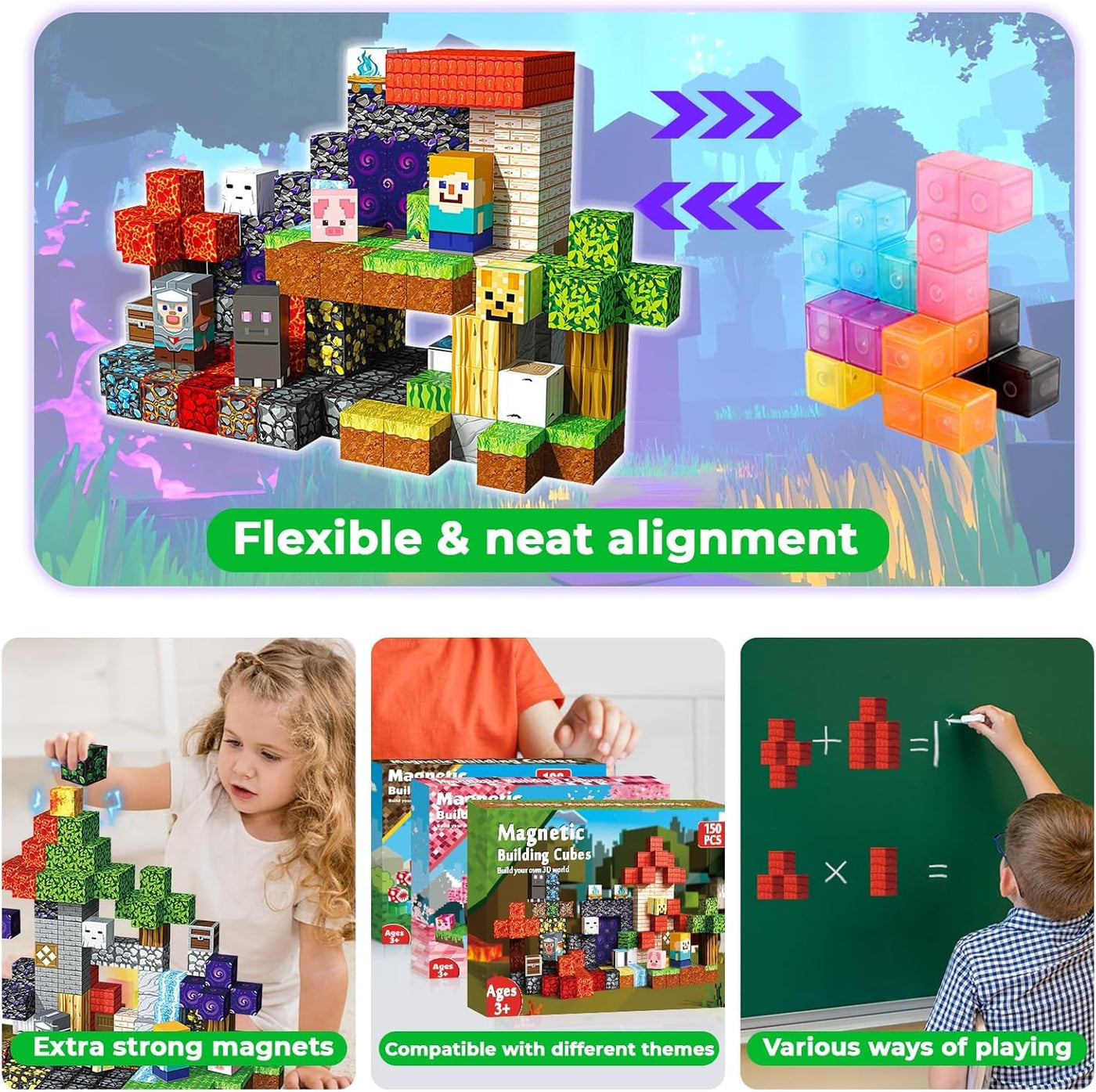 Magnetische Bausteine 150 Stück Abenteuer im Wald mit einem Zeitreise-Portal Edition Magnetbausteine Magnetic Building Blocks Montessori Spielzeug ab 4 5 6 7 8 9 Jahren Geschenke für Kinder ab 4 5 6 7