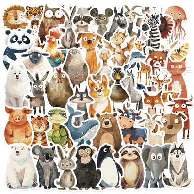 100 Stück Sticker Tiere, Aufkleber Kinder, Wasserfeste Tier Sticker, Kreatives DIY für Laptop, Mobiltelefon, Skateboard, Gepäck & mehr