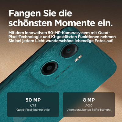 Motorola Moto g05 Smartphone (6,67"-FHD+-Display, 50-MP-Kamera, 4 GB / 64 GB, 5200 mAh, Android 15) Forest Green, inkl. Schutzcover [Exklusiv bei Amazon]
