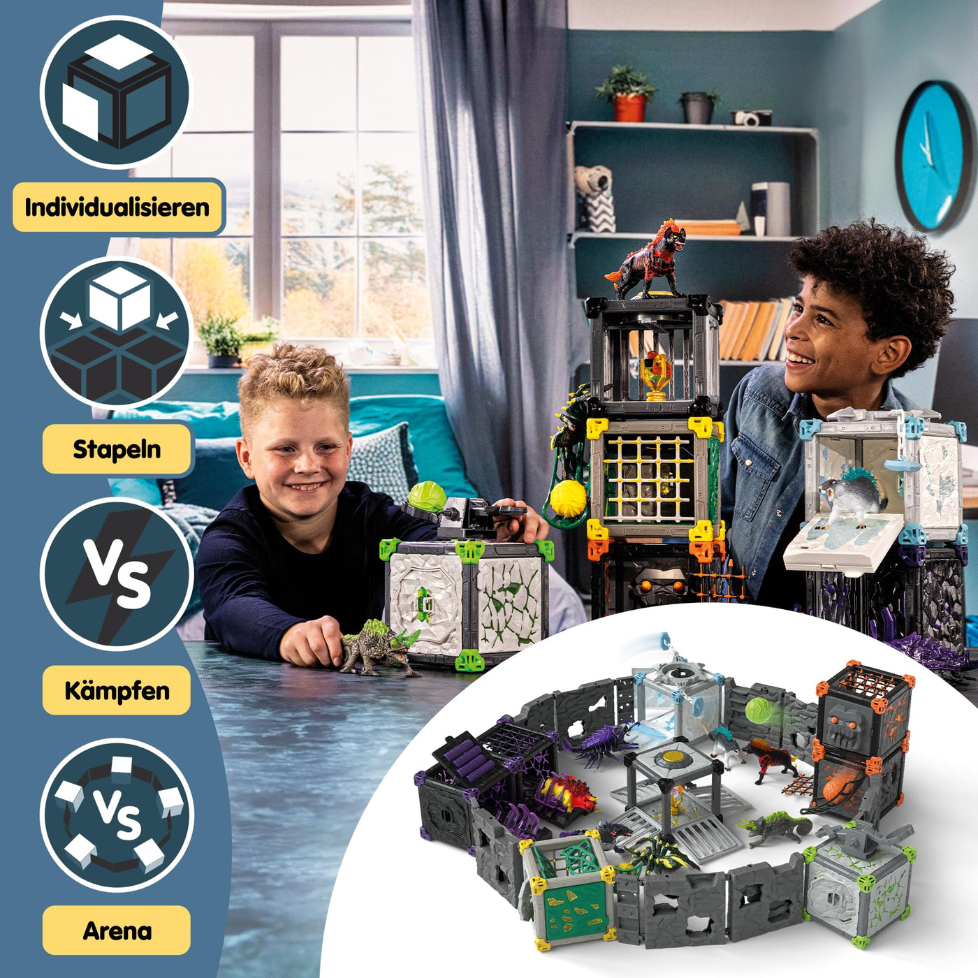 SCHLEICH ELDRADOR Creatures | Battle CAVE Schattenassel 42675 | Set aus ELDRADOR Battle Cave mit Monster und Schattenkristall | Battle Caves zur Arena stapelbar | Spielzeug ab 7 Jahren | 34 Teile