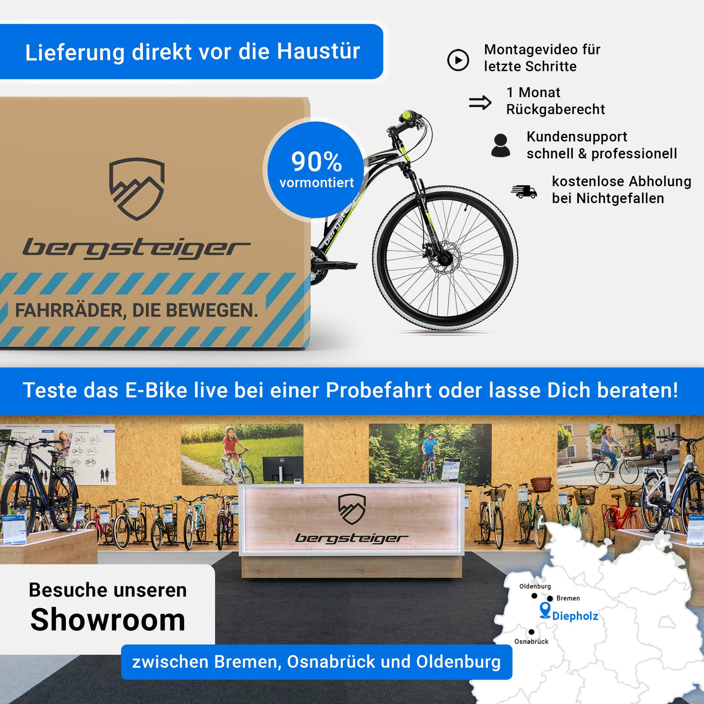 Bergsteiger Kodiak 26 Zoll, 29 Zoll Mountainbike, Scheibenbremse, Shimano 21 Gang-Schaltung, Vollfederung, Fully MTB für Jungen, Mädchen, Damen & Herren