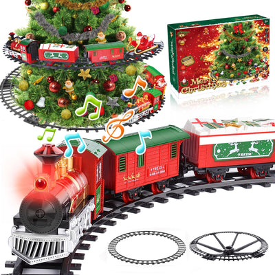 Herenear Zug für Christbaum, Eisenbahn im Weihnachtsbaum, Eisenbahn Kinder elektrisch, Electric Christmas Tree Train Spielzeug Geschenk für Kinder ab 6 7 8 10+Jahren (In den Bäumen)