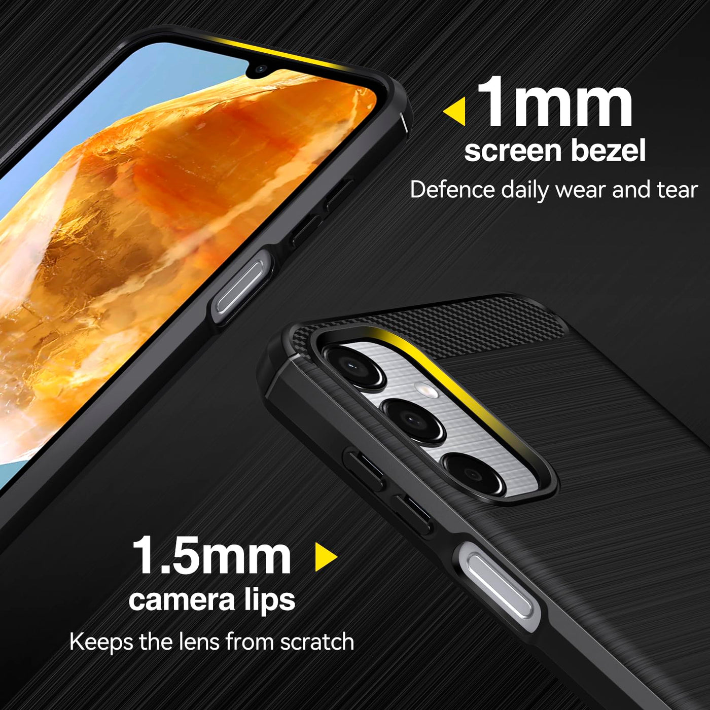 ivoler Hülle für Samsung Galaxy M15 5G mit 2 Stück Panzer Schutz Glas, Militärischer Stoßfest Handyhülle, Dünne Weiche TPU Silikon Kratzfest Schutzhülle Anti-Fingerabdruck Case, Schwarz