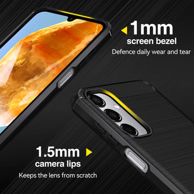 ivoler Hülle für Samsung Galaxy M15 5G mit 2 Stück Panzer Schutz Glas, Militärischer Stoßfest Handyhülle, Dünne Weiche TPU Silikon Kratzfest Schutzhülle Anti-Fingerabdruck Case, Schwarz