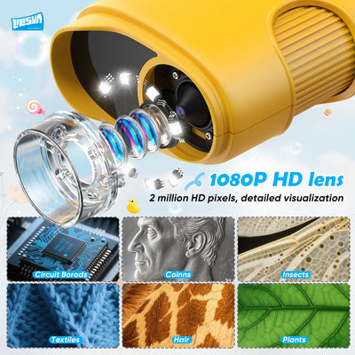 4K-Kindermikroskope, tragbares Mini-Taschenmikroskop mit 1000-facher Vergrößerung, Spielzeug für Kinder im Alter von 4–6, 8–12 Jahren, Studenten, Jungen und Mädchen