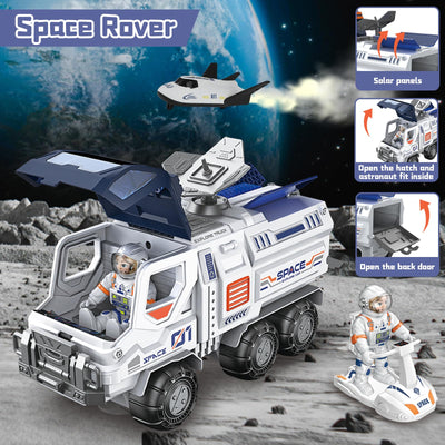 deAO Space Shuttle Rakete Spielzeug mit Licht & Sound, Rauchfunktionen, 5 In1 STEM Wissenschaft Lernspielzeug Projektionslampe Weltraumspielzeug, mit 4 Astronauten, Geschenk für 4 - 9 Junge Mädchen